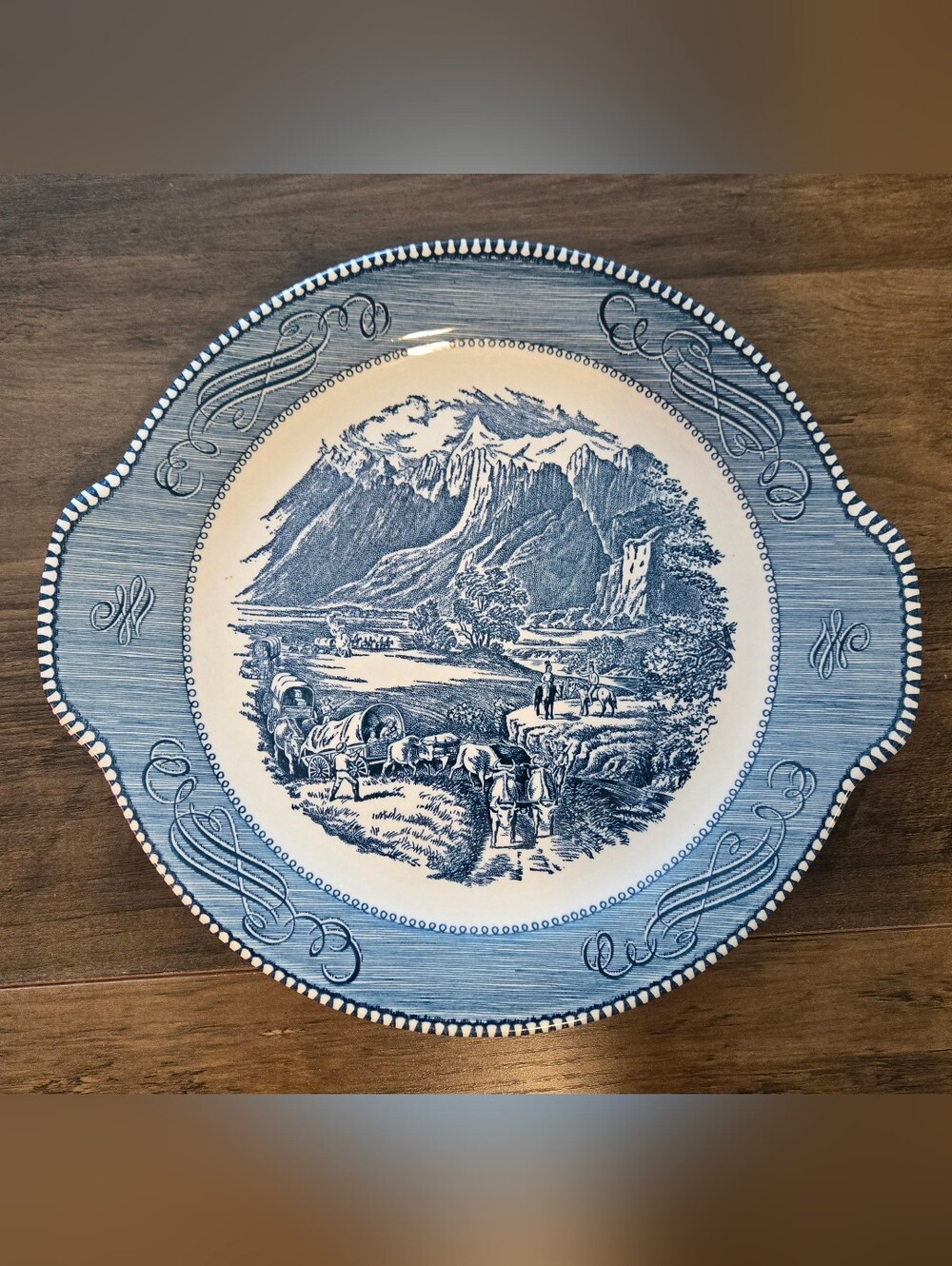 Vintage Currier And Ives Cake Plate "The Rocky Mountains"